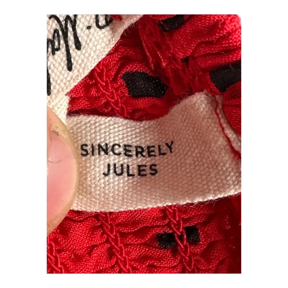 Billabong‎ Sincerely Jules Red Smocked Sundress Ruffle Hem Mini Size S
